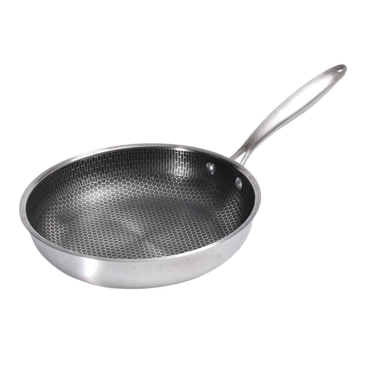 Gadpiparty Padella Antiaderente Nido D’ape in Acciaio Inox 28 Cm, Padella Piccola per Friggere Uova e Bistecche Fondo Piatto e Impugnatura Ergonomica, per Uso Domestico su Tutti i Fornelli