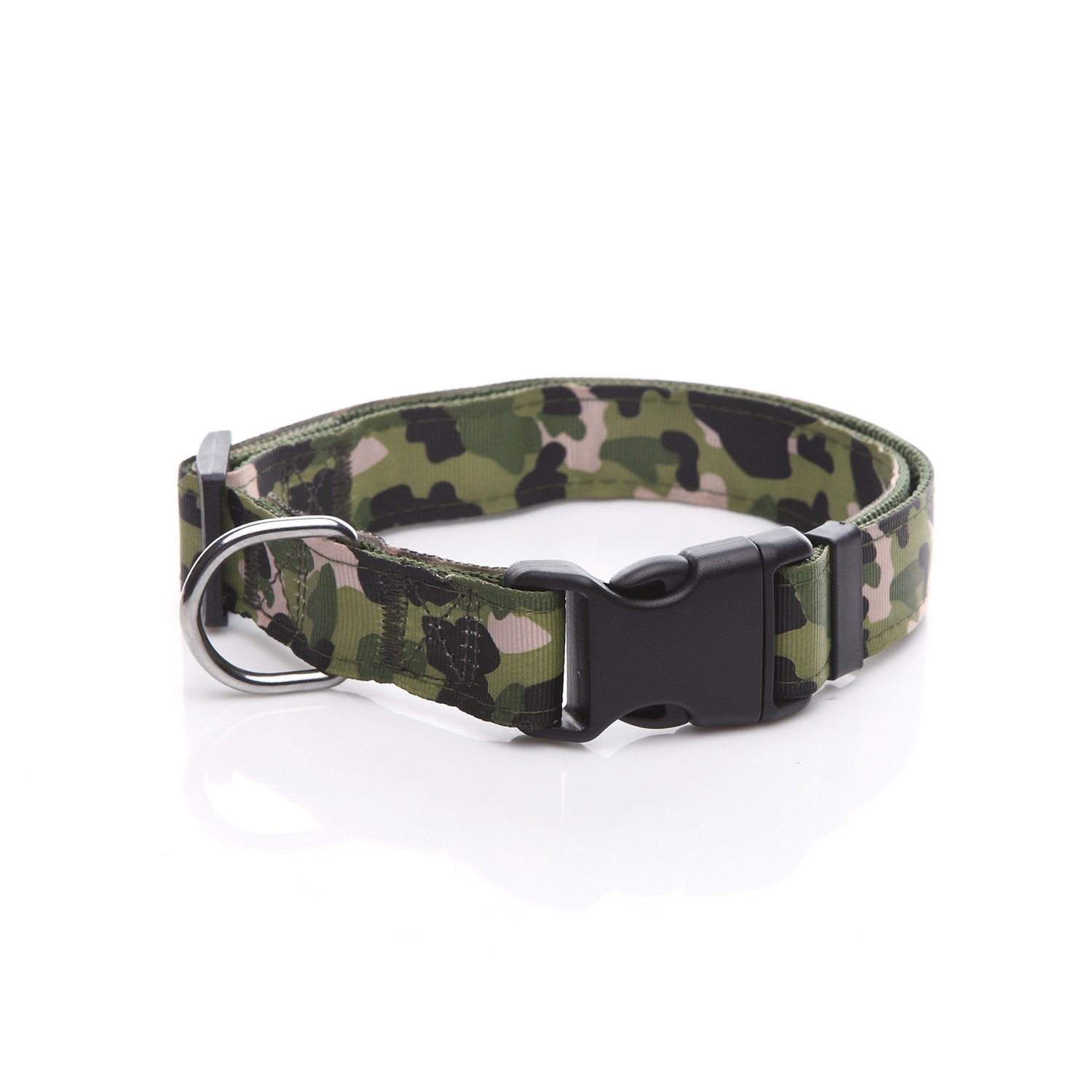 TAIDA Dog Collar, Nylon Camouflage Adjustable Collar, 1 Inch Wide, for Large Medium Dog (Green)