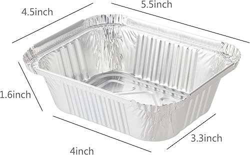 Miniatura 2 de Sartén de papel de aluminio de 5.5 x 4.5 pulgadas (paquete de 50) utensilios de cocina desechables con tapasrecipientes de alimentos de papel de