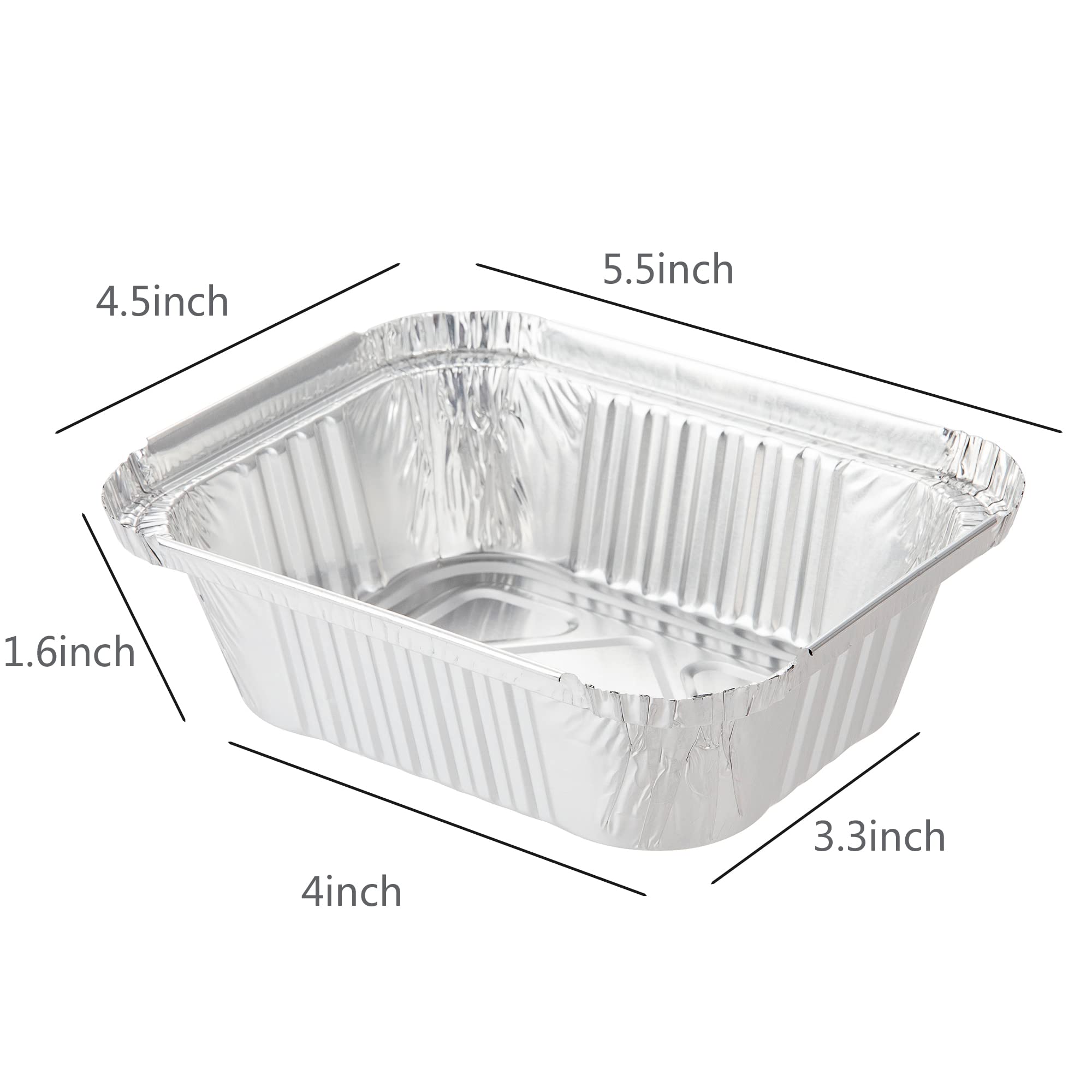 Waytiffer Sartenes de aluminio para llevar de 1 libra con tapas transparentes/recipientes de papel de aluminio para alimentos/preparación de comidas, sartenes de goteo para congelador, barbacoas