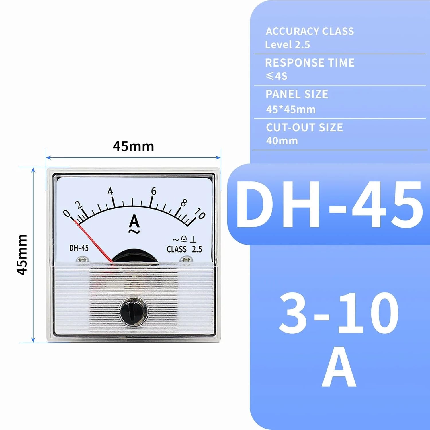 DC/AC Ampere Meter 3A5A10A Panel Size 45mm/55mm/60mm/65mm/80mm 1Pcs(DH-60 AC,3A)