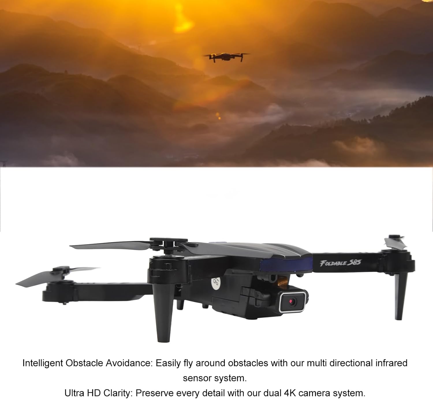 S85 Mini Drone, Dual 4K Camera, Infrared Obstacle Avoidance, Foldable Drone, RC Quadcopter