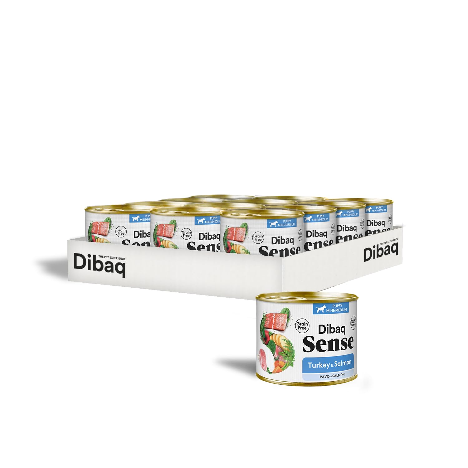 Dibaq Sense Grain Free Salmón y Pavo Cachorro Mini, 12 uds x 190 gr