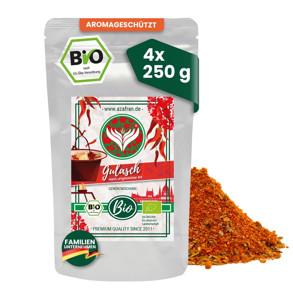 Azafran BIO Gulaschgewürz, Gewürz für Gulasch, Gulaschsuppe & Schmorgerichte, Gewürzmischung ideal für Rind oder Schwein 1kg