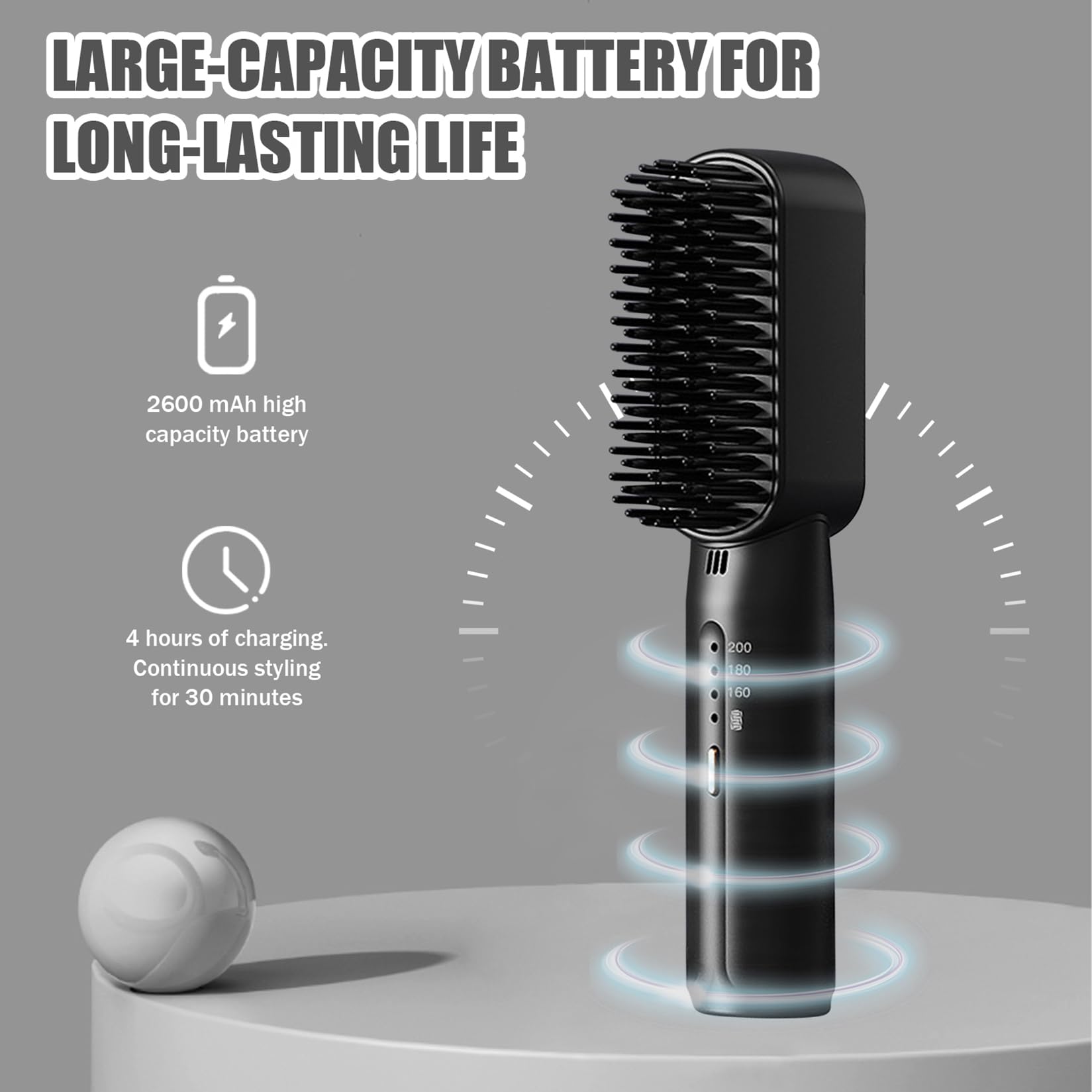 Mini Glätteisen für kurzes Haar, Glätteisen Locken, Glätten 2 in 1,Tragbarer Kabelloser Haarglätter für Die Reise, Elektrische Haarglätterbürste mit 3 Heizstufen für Männer Frauen (Schwarz & Lila)