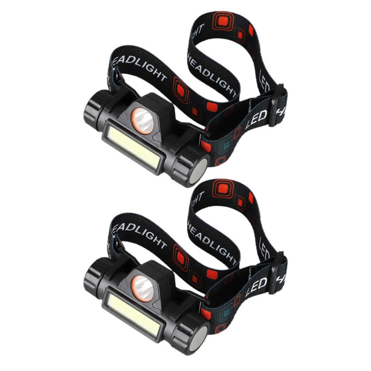 Linterna frontal LED recargable USB con doble foco y base ajustable para camping 8