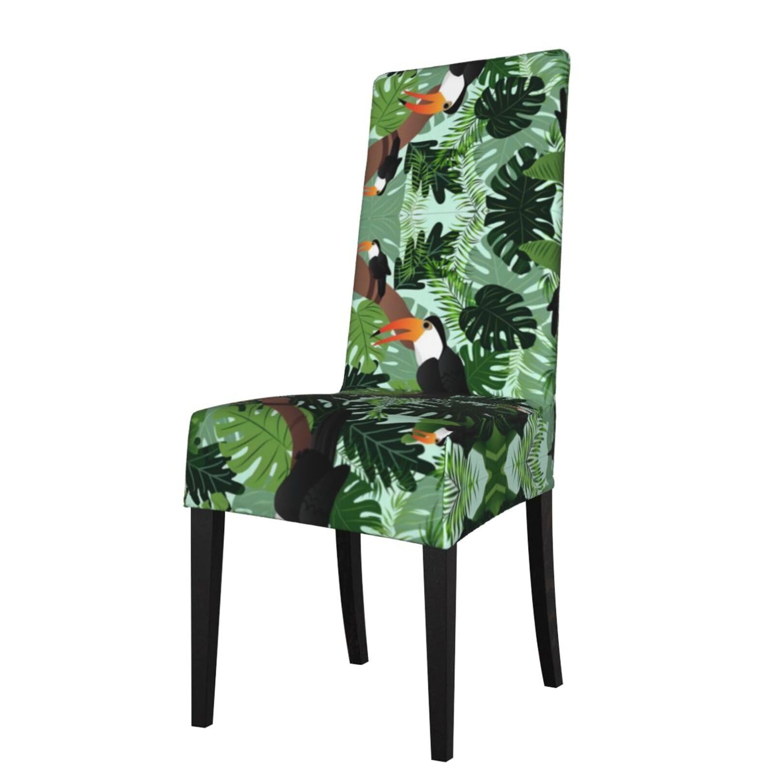 YYHHAOFA Tropical Leaves Bird Prints Protection Cover for Dining Chair - Stretch Slipcovers, Easy Refresh for Your Dining Room & Event Decor