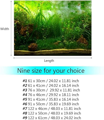 Miniatura 4 de ViaGasaFamido Póster de acuario, adhesivo de PVC grueso para fondo, estilo hierba de agua, pecera, póster para acuario, fondo de pantalla decorativo
