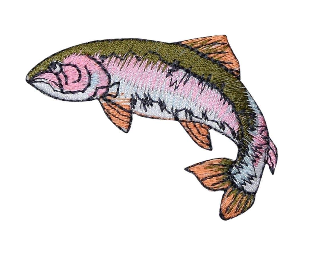 Rainbow Trout Fish Embroidered Iron on Patch