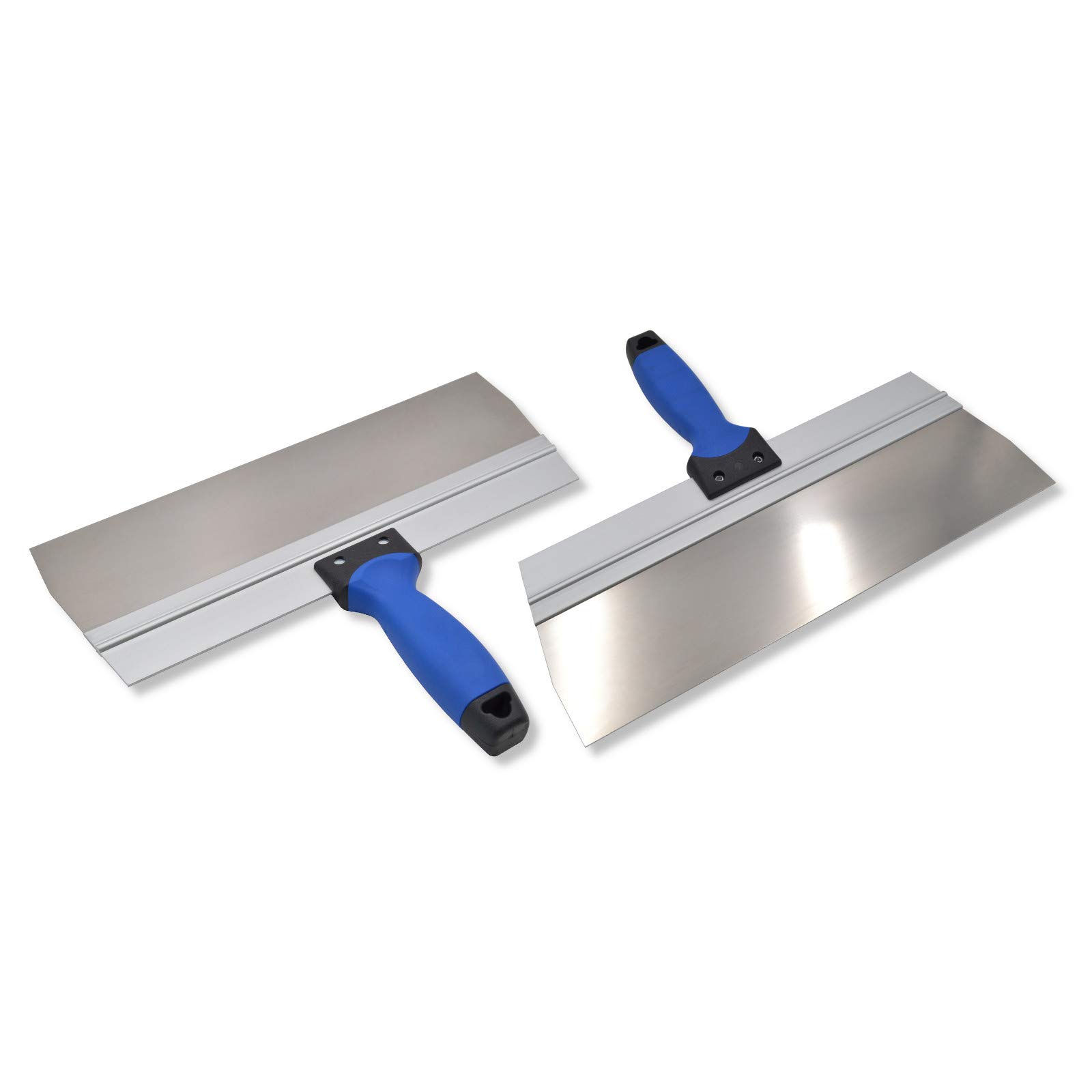 DEWEPRO Lot de 2 Spatules Larges 350 x 95 mm en Acier Inoxydable – Antirouille et Résistantes aux Acides – Poignée Soft 2K avec Support Aluminium – Spatules pour Placo, Rénovation et Finitions