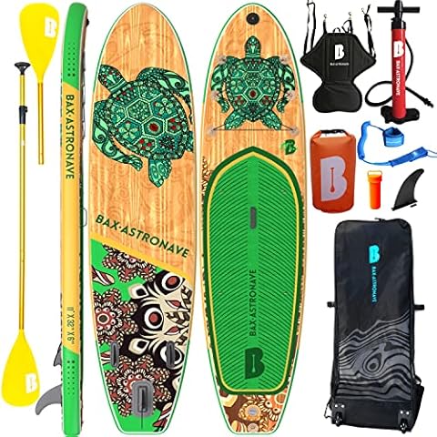 BAX ASTRONAVE Paddle Boards for Adults 11 ft, 6'' Thick, Inflatable Paddle Board with seat 150kg, with Paddle Board Accessories Double Action Pump Paddle Board Backpack with Wheels Kayak Paddle Cover