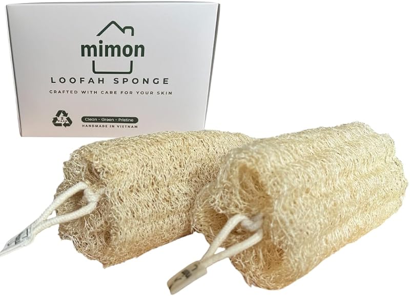 Bucha corporal natural mimonhouse com alça de algodão, Pacote com 2