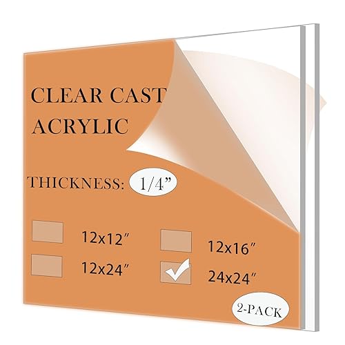 Miniatura 10 de 1 paquete de hojas de plexiglás de 14 de pulgada de grosor, 12 x 16 pulgadas, lámina acrílica fundida transparente para corte láser, manualidades,