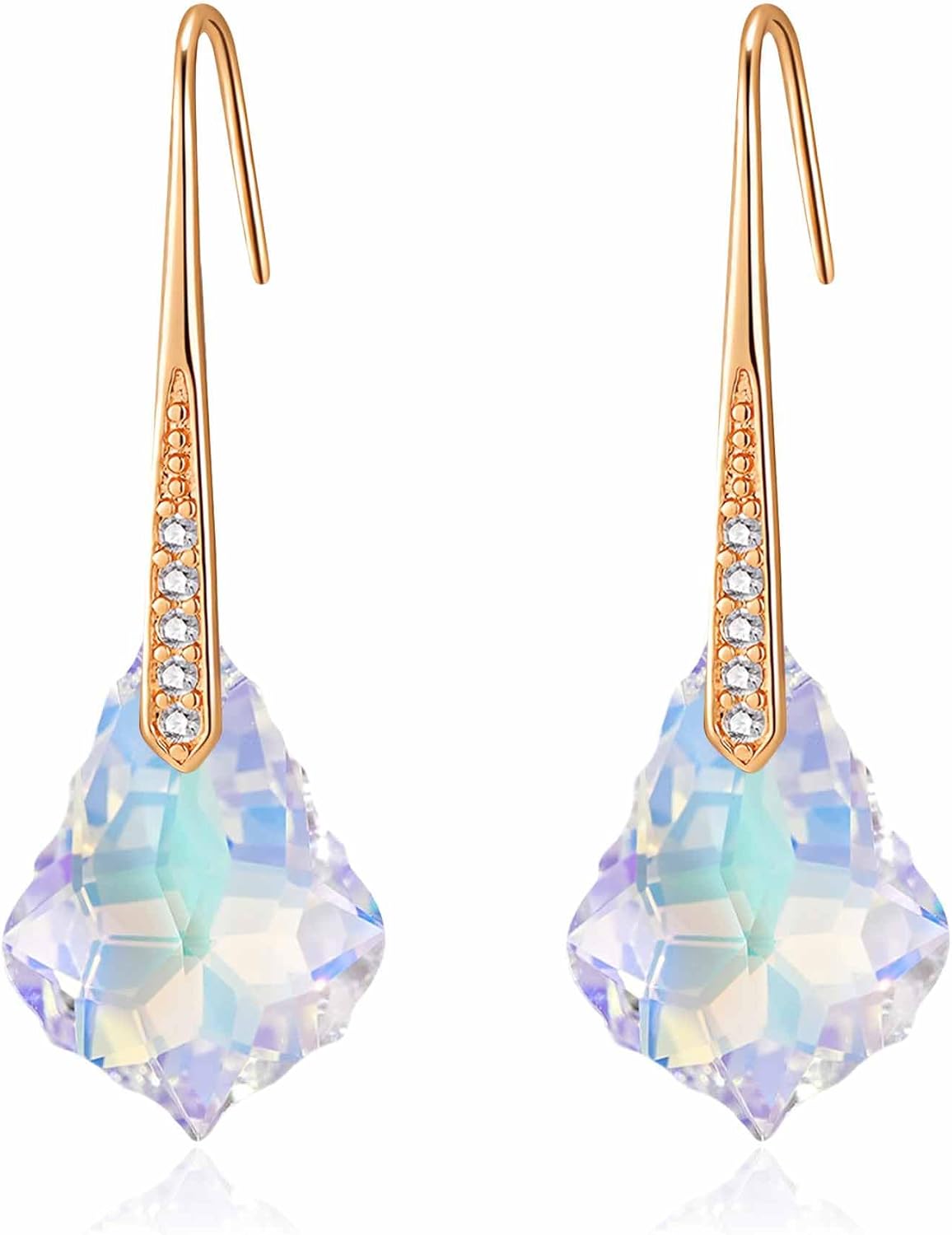 Dainty Austrian Crystal Baroque Drop Dangle Earrings for Women 14K Gold Plated Hook Earring Hypoallergenic Jewelry Gifts for Women
