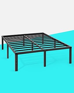 TATAGO Double Bed Frame Queen Size | Havey duty Metal Platform 157 x 200cm | 40.64cm Under Bed Storage | Easy Assembly Black
