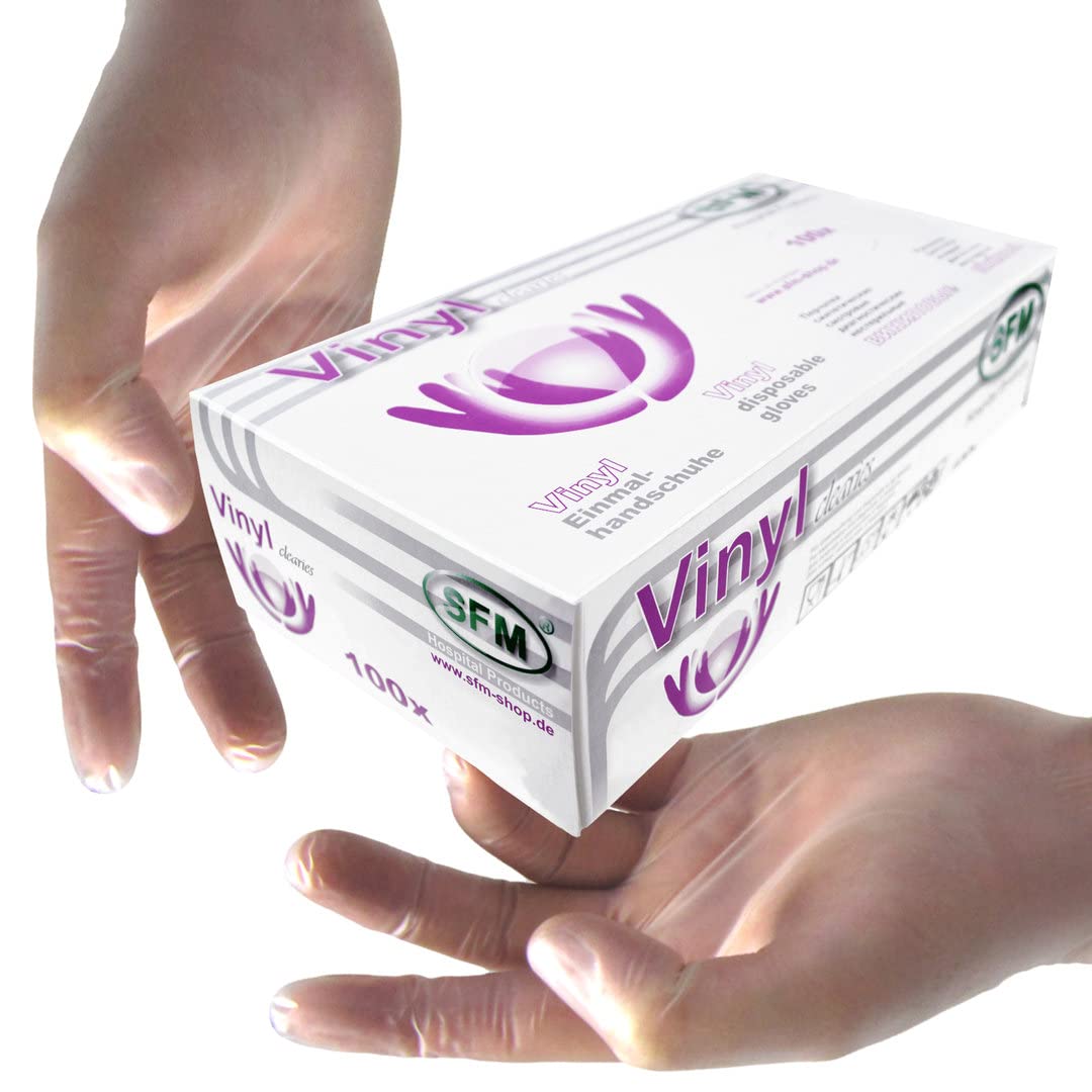 SFM ® CLEARIES Vinyl : S, M, L, XL klar puderfrei Einmalhandschuhe Einweghandschuhe Untersuchungshandschuhe Vinylhandschuhe L (1000)
