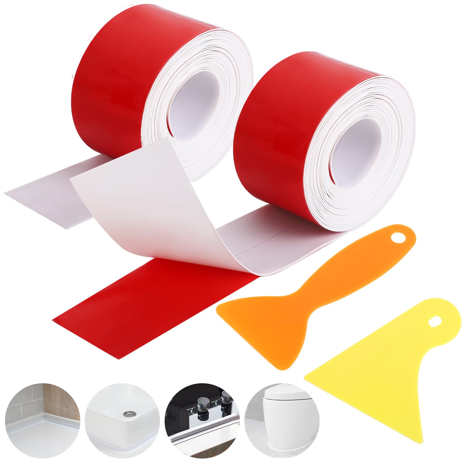 2 Rolls Bath Sealant Strip, 21FT Shower Seal Strip White Adhesive ...