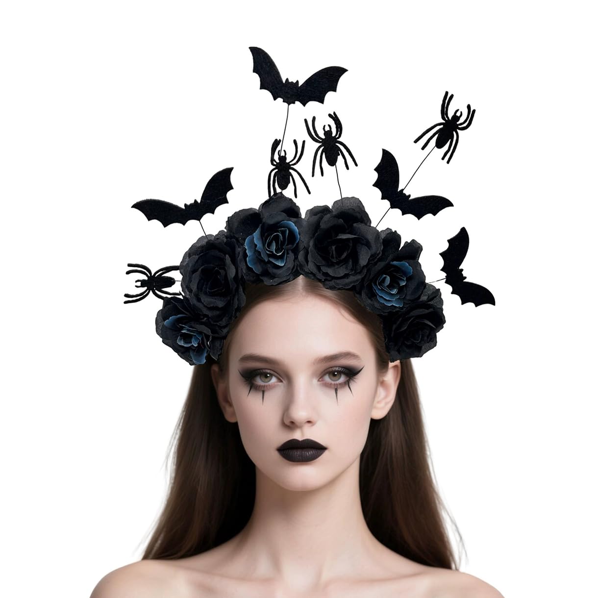 Taodyans Halloween Headband Flower Crown Headpiece Day of the Dead Costume for Women Party Cosplay Gothic Headwear Accessories (Spider & Bat) - Image 3