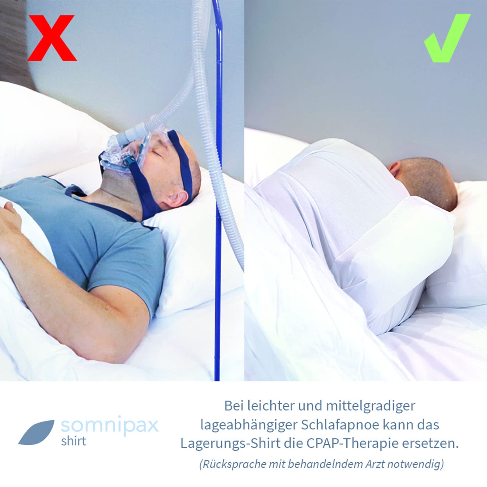 Comfort Anti-Schnarch-Shirt mit Luftkissen, 100% Bio-Baumwolle, Hilfe bei CPAP-Therapie, gegen Schlafapnoe, für Männer XXXL