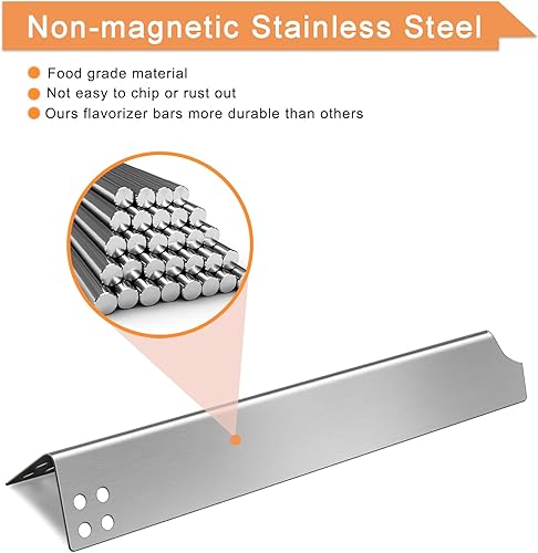 Miniatura 4 de Placa de calor para Brinkmann 810-6680-S, piezas de repuesto de acero inoxidable BBQ Heat Shield Tent 810-6680S, 6 barras aromatizantes Pakc, 15