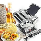 110V Electric Pasta Machine Automatic Noodles Dumpling Dough Skin Maker Two-knife Pressing Stainless Steel Producing High Yield Homemade Commercial Spaghetti Fettuccini Lasagna