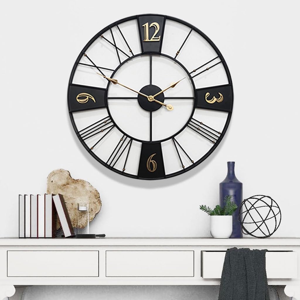 Orologio da parete Orologio da parete rotondo europeo creativo in metallo for la casa, soggiorno, sala da pranzo, studio, orologio da esterno Reloj De Pared