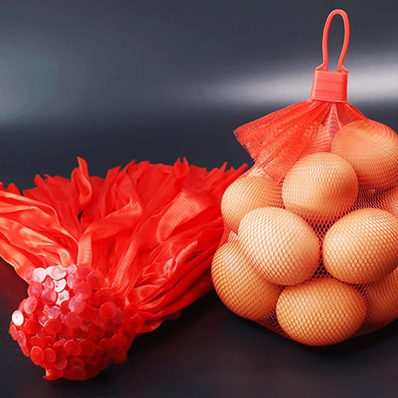 Siatki na owoce 100 sztuk plastikowych nylonowych toreb siatkowych, do przechowywania warzyw, organizera do pakowania, siatki ogrodniczej i wzrostu(Green,60cm)