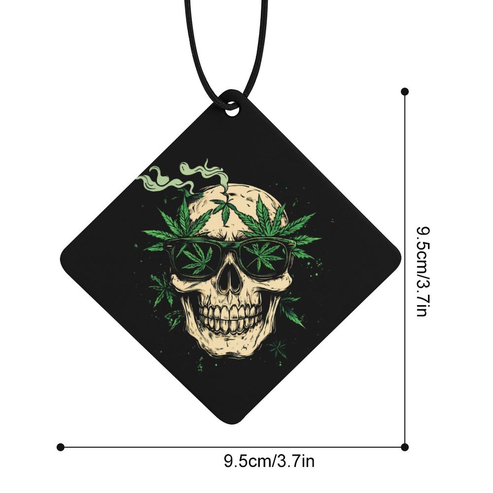 Weed Skull Car Air Freshener Hanging Aromatherapy Tablets for Car Accessories Rhombus