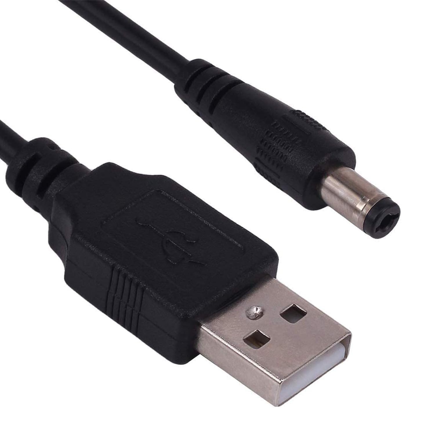 RUITEXUN USB to DC 5.5mm Cable 50cm, USB-A Type Male to DC5.5mm x 2.1mm Power Plug Connector 5V Power Charging Adapter
