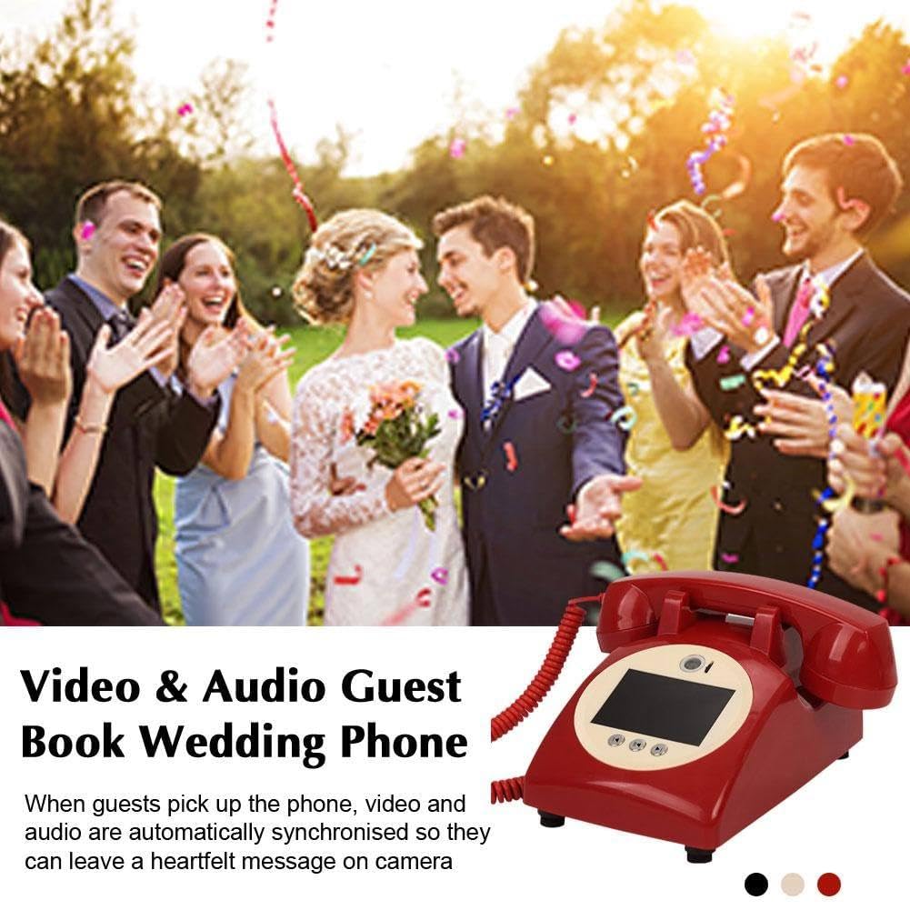 Audio Księga Gości Ślubna Telefoniczna Księga Gości, Nagrywaj Spersonalizowane Wiadomości Audio z Księgą Gości, Zabawne Zaręczyny Rocznice Baby Showers Ukończenie Szkoły,White