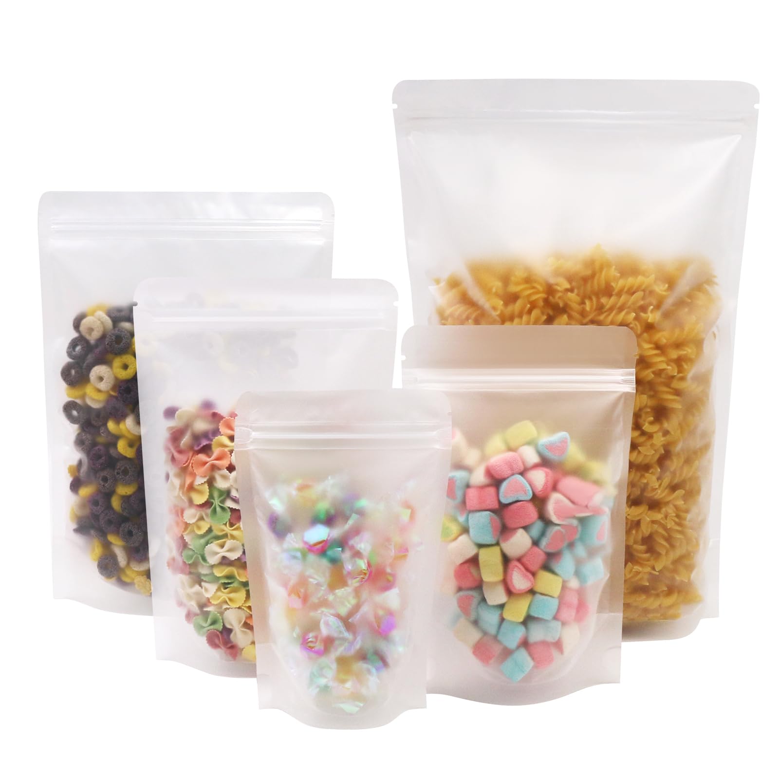 SumDirect 50Pcs 9x13.8inches Matte Frosted (Not Clear) Zipper Resealable Stand Up Drink Bags,Snack Food Tea Packing Drinking Pouches -9x13.8inches