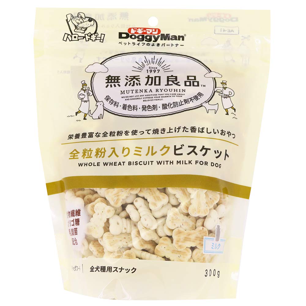 Amazon.co.jp: ドギーマン 無添加良品 全粒粉入りミルクビスケット300g
