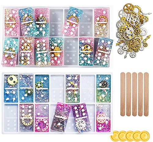 2PCS Domino Resin Molds,Dominoes Silicone Molds for Resin,Domino Molds for Resin Casting,Silicone Resin Molds,Epoxy Molds for Personlized Dominoes