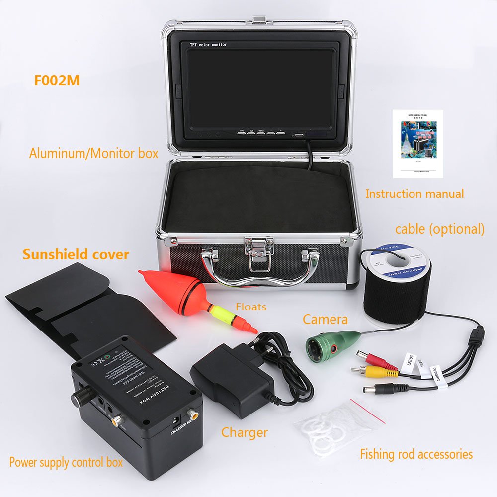 Podwodna kamera wędkarska 15/20/3. 0M 1000TVL. Fish Fisher Underwater Ice Fishing Camera 7" LCD Monitor 6 SZTUK biały PROWADZONY Kamera do łowienia(White LEDs 20M Cable)