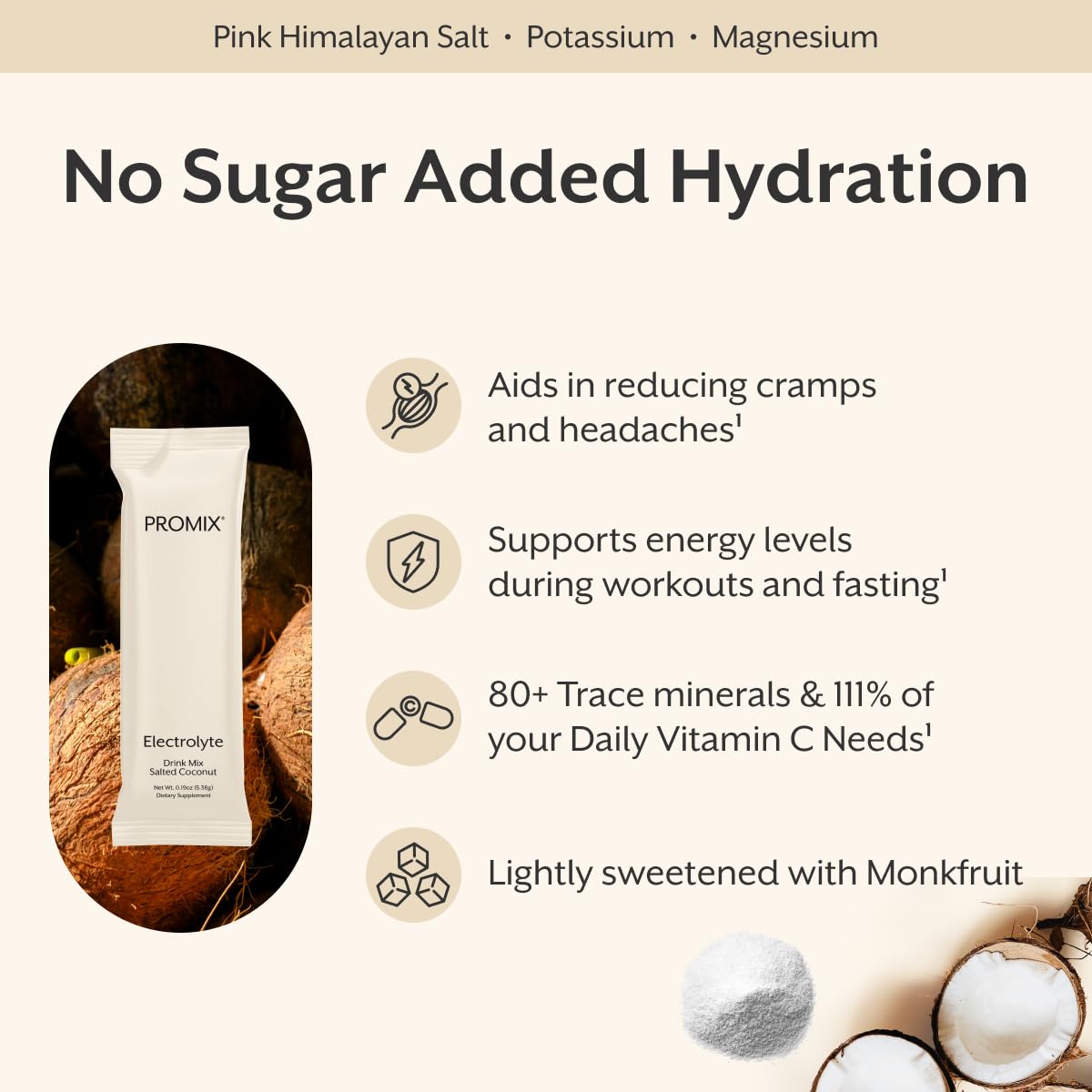 Promix Nutrition Electrolytes Powder, Salted Coconut - 30 Servings — Amazon image 2