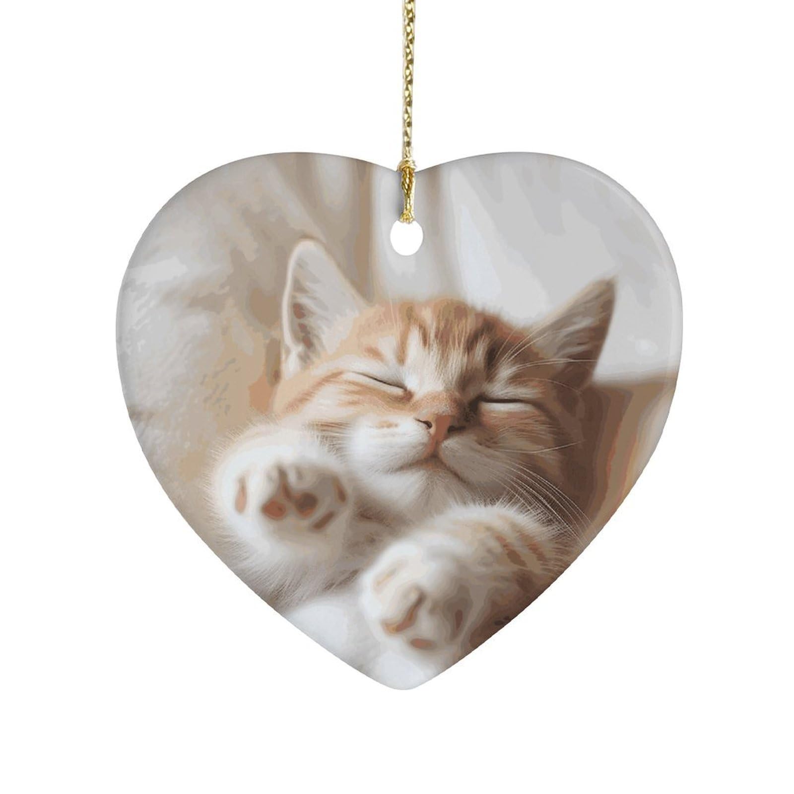 Fekiloot Style Kitten Sleeps Ceramic Ornament Home Decor Keepsake