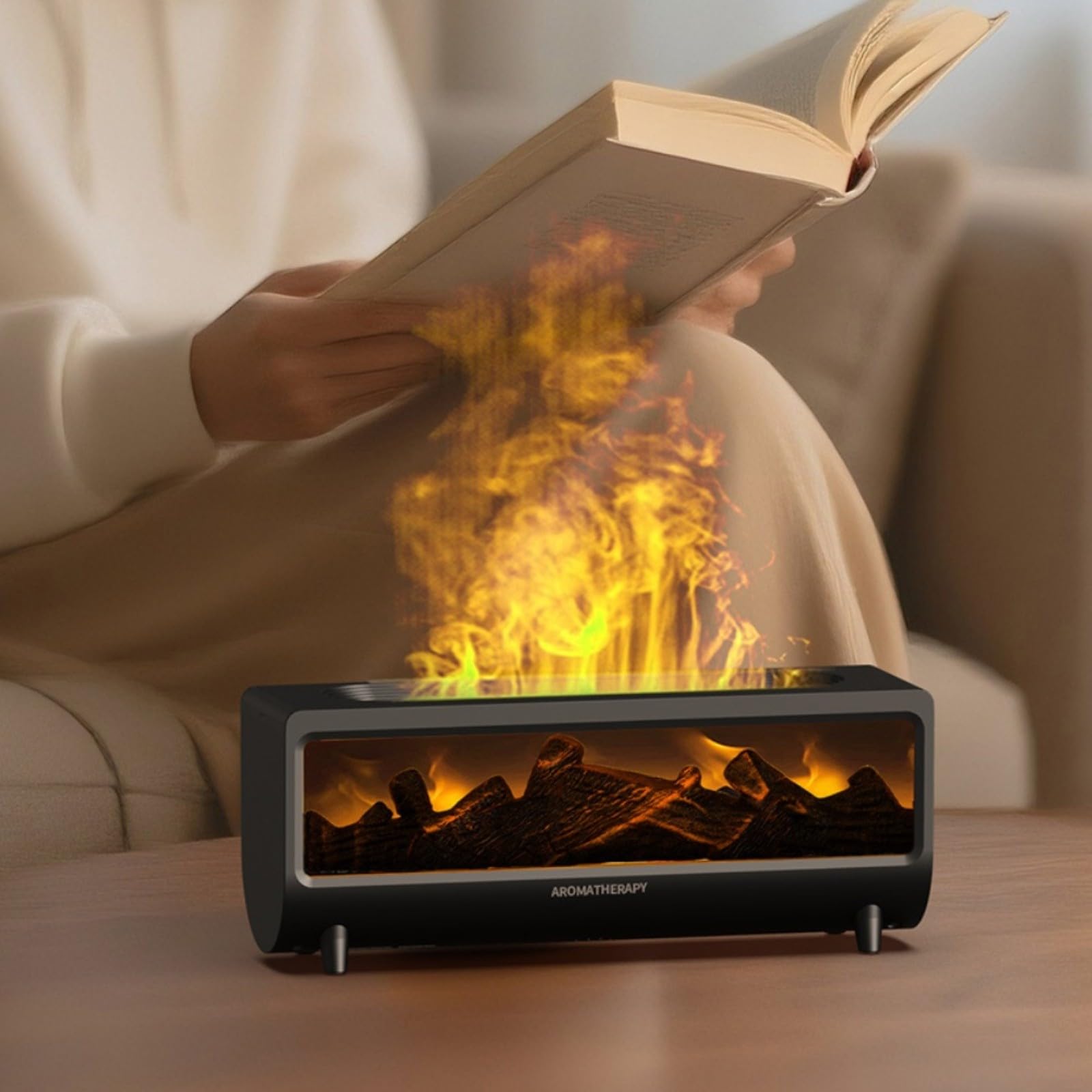 Umidificatore per aromaterapia effetto fiamma, con timer a 3 velocità, diffusore d'aria silenzioso di grande capacità, per camera da letto, soggiorno, ufficio, decorazione della casa, ABS