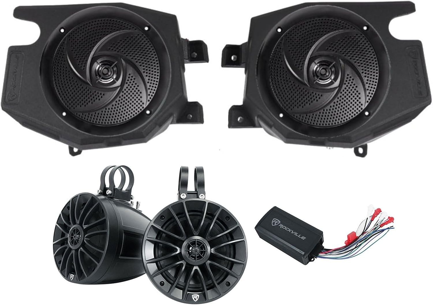 Bundle Rockville: Amplificador Bluetooth PS40 para ATV/UTV/Moto con Parlantes