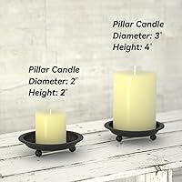 Vista 2 de Placa de vela de hierro negro mate, juego de 2, portavelas de estilo platillo de metal para velas de pilar/perfumadas/sin llama/de bola, soporte