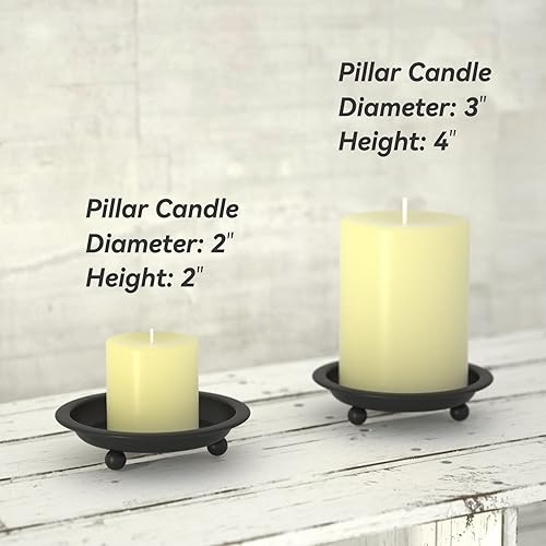 Miniatura 9 de Thindolex Juego de 2 portavelas de hierro negrodorado, estilo platillo de metal, para velas de pilar, perfumadas, sin llama, bola, portavelas