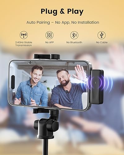 Miniatura 2 de SOWINK Micrófono Lavalier inalámbrico para iPhone, con estuche de carga de 48 horas de larga duración, paquete de 2 mini micrófono de solapa con