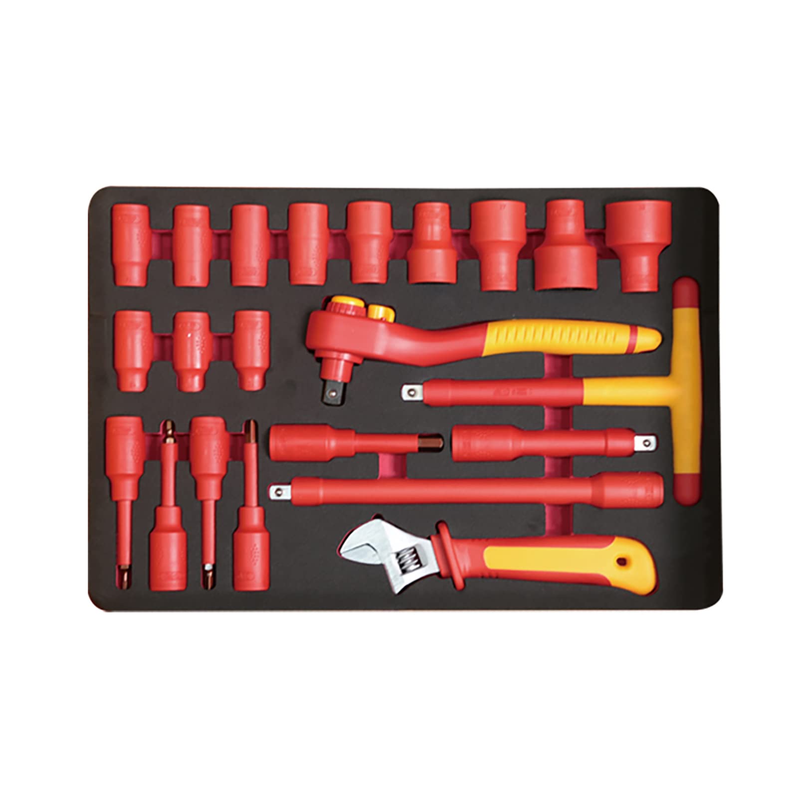 WEDO Set di utensili isolati 46 pezzi, cacciavite Giravite a croce, cacciavite a taglio, pinze a becco ago, pinze per pompa dell'acqua, pinze diagonali, chiave aperta, chiave a T, VDE 1000V