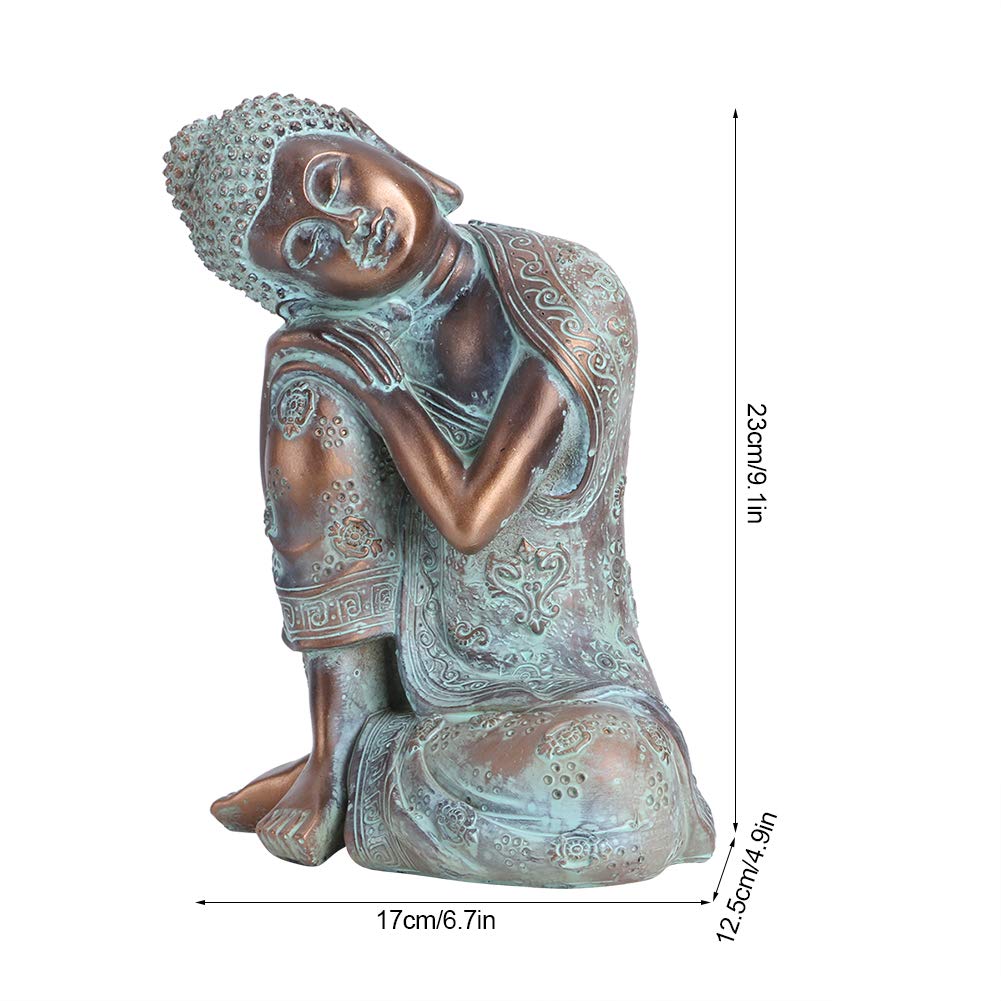 Zen Light Statua di Buddha Meditazione in Resina Antica - Decorazione Zen - 17 x 12,5 x 23 cm