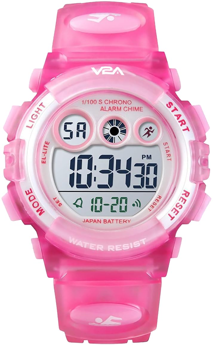 V2A Digital Kids Sports Watch with 7 Color Backlight Alarm Stopwatch for Boys and Girls