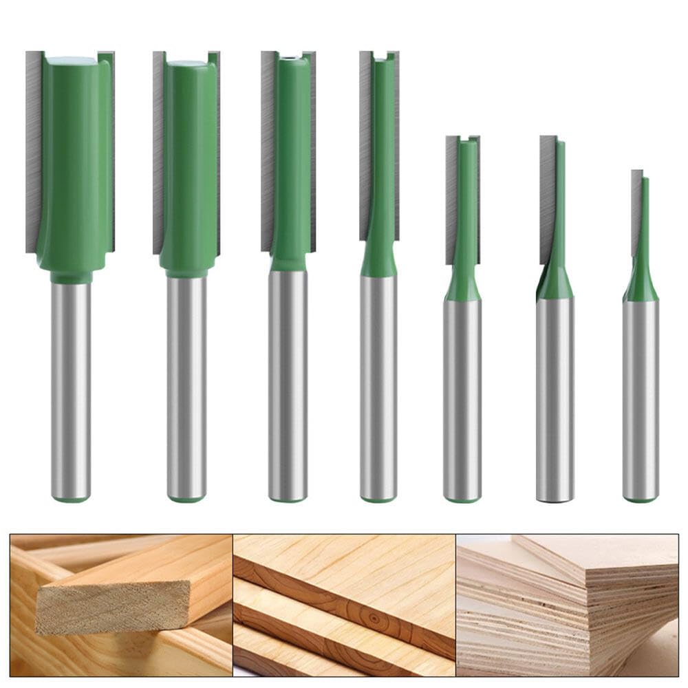 7 Pezzi Set Frese per Legno, Punte Fresa Verticale Diritti, Gambo da 6 mm, Gambo Fresa Set, Doppio Flauto Punte per Router, per Lavori Fai Da Te Falegnameria - Diametro di 3 4 5 6 8 10 12 mm