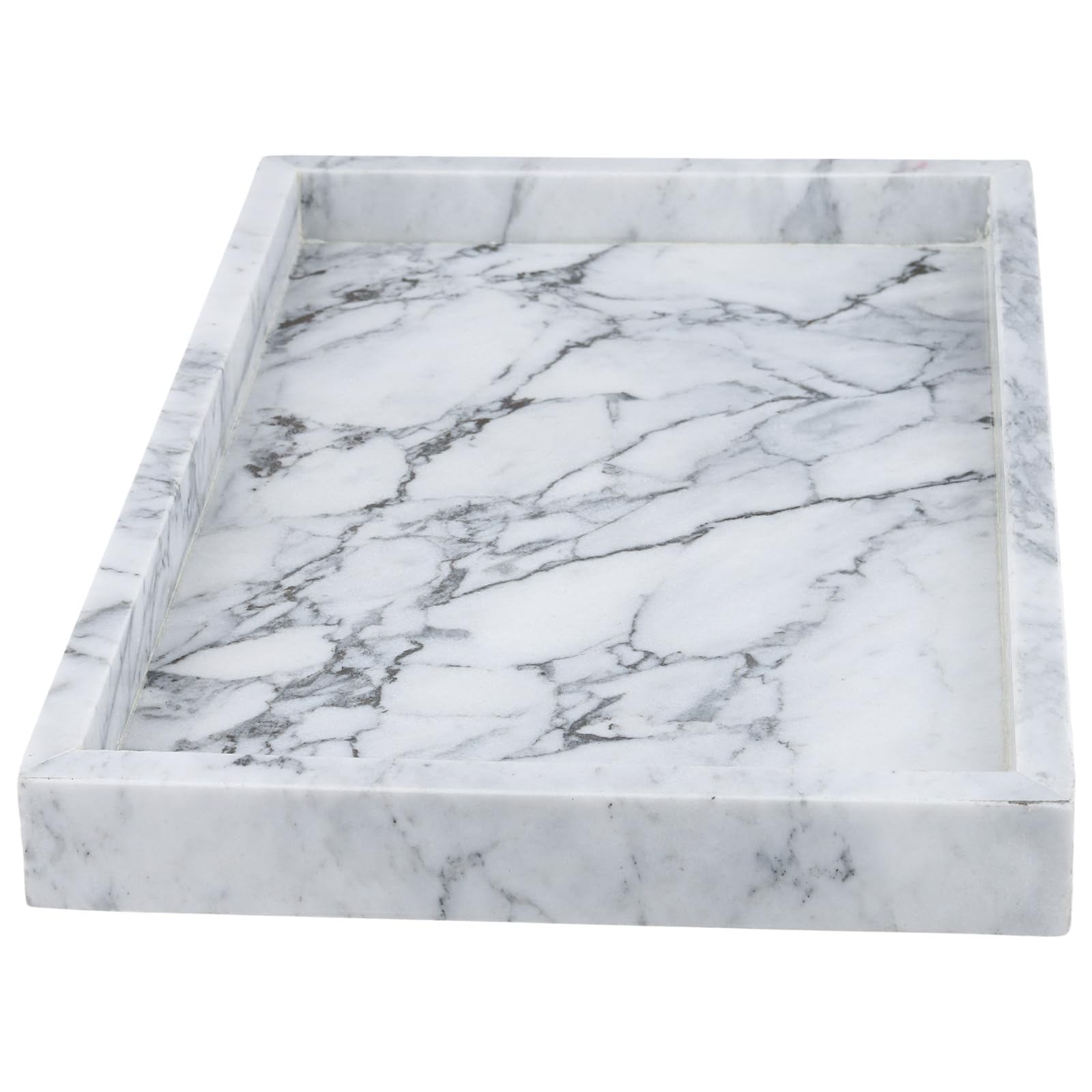 Plateau de Rangement rectangulaire en marbre Gris 30 x 20 x 3 cm pour Cuisine, Salle de Bain, Commode, Restaurant