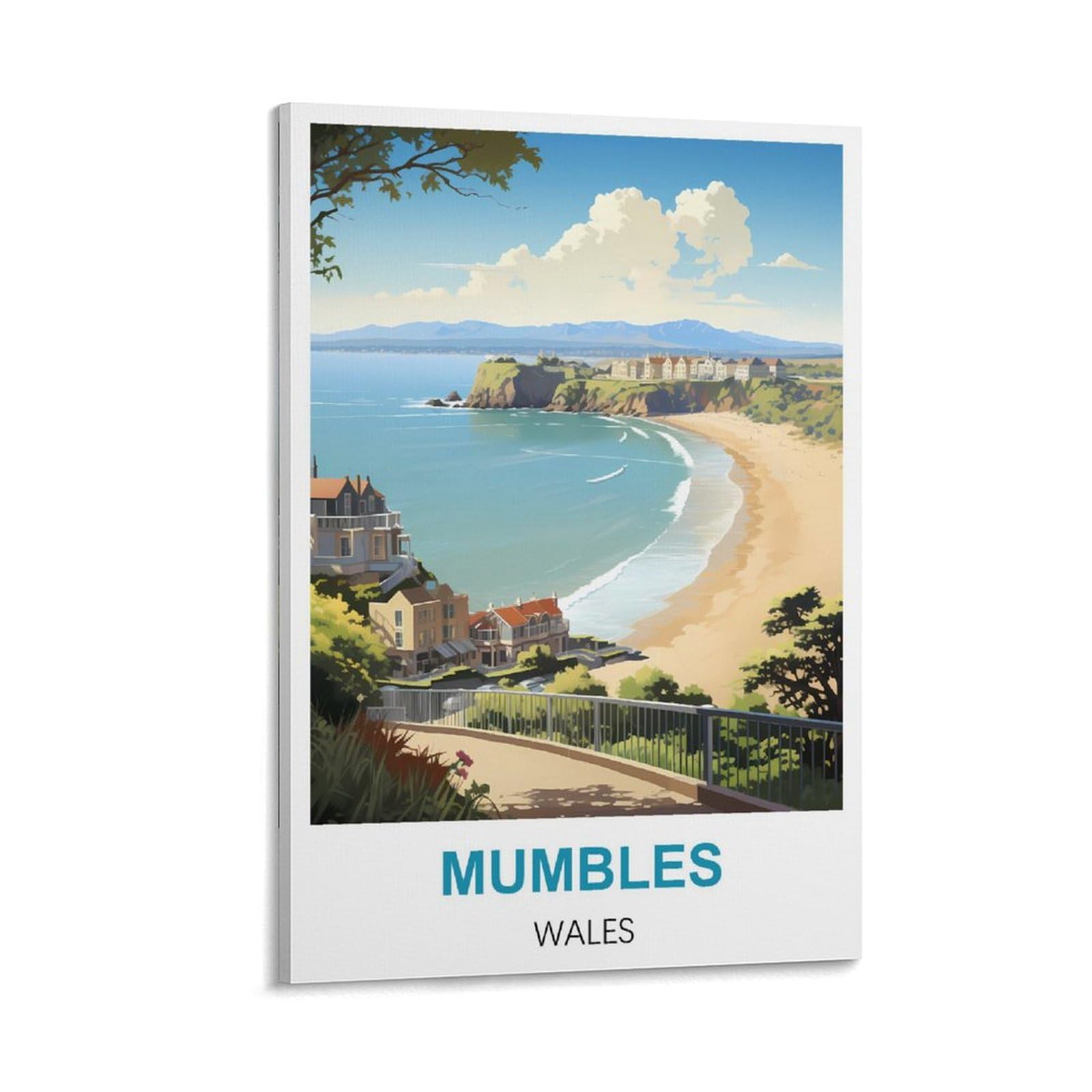 Fzyuen Frame-Style Mumbles Wales Vintage Travel Posters 16X24inch(40X60cm) Canvas Wall Art Prints For Wall Decor Room Decor Bedroom Decor