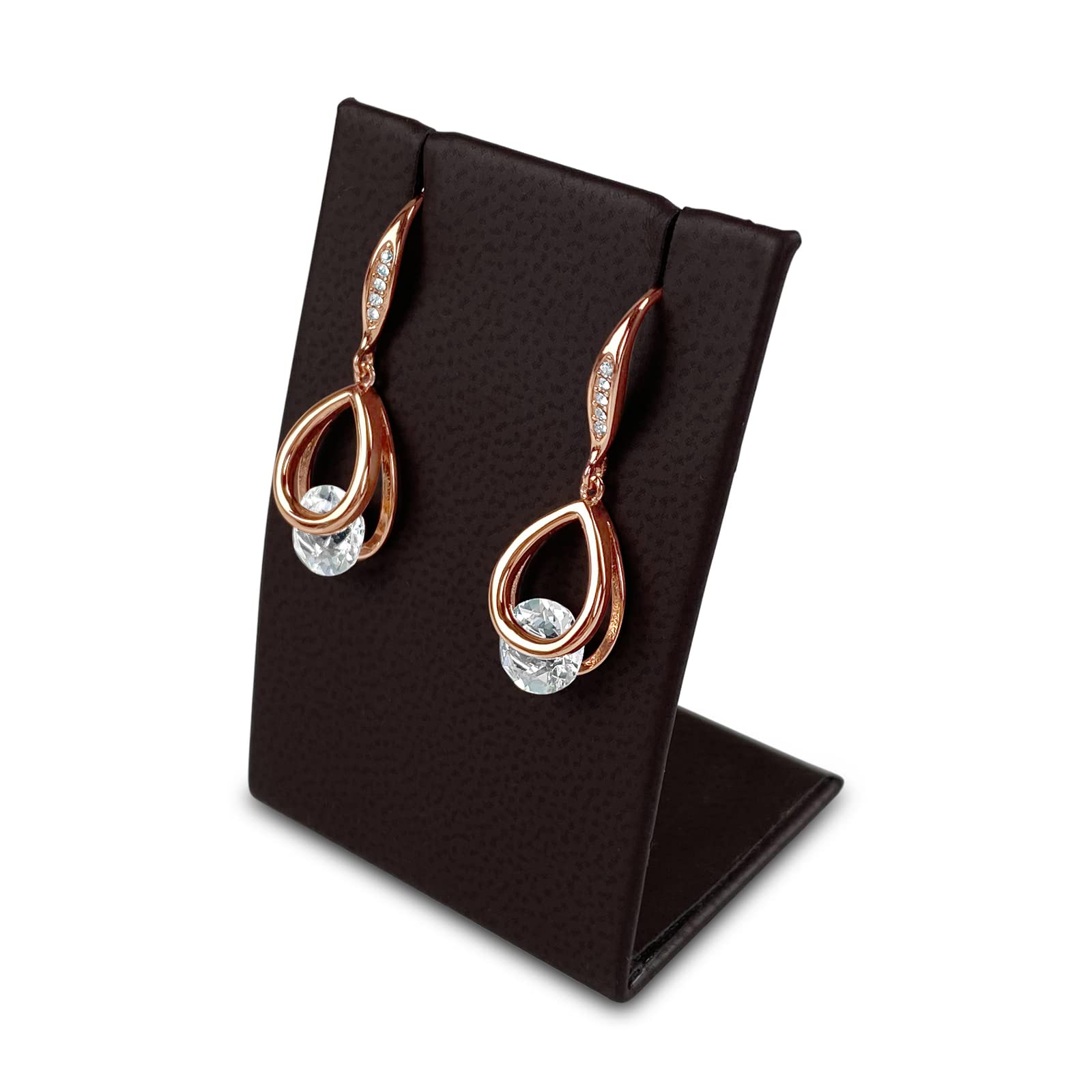 Silber Ohrring Brilliant Drop vergoldet Roségold, 925 Sterling Silber, Ohrhänger mit Zirkonia im Brillantschliff