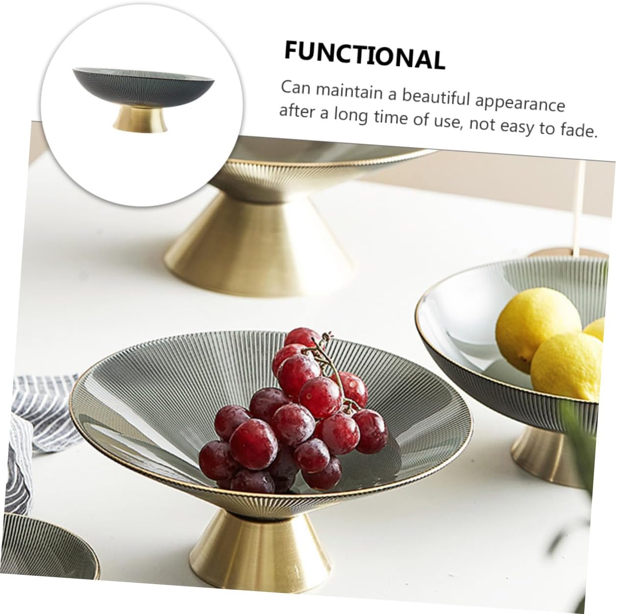 Tall Glass Fruit Bowl Tray for Coffee Table, Household Decorative Snack and Dried Fruit Serving Dish with Pedestal, Table Centerpiece for Living Room