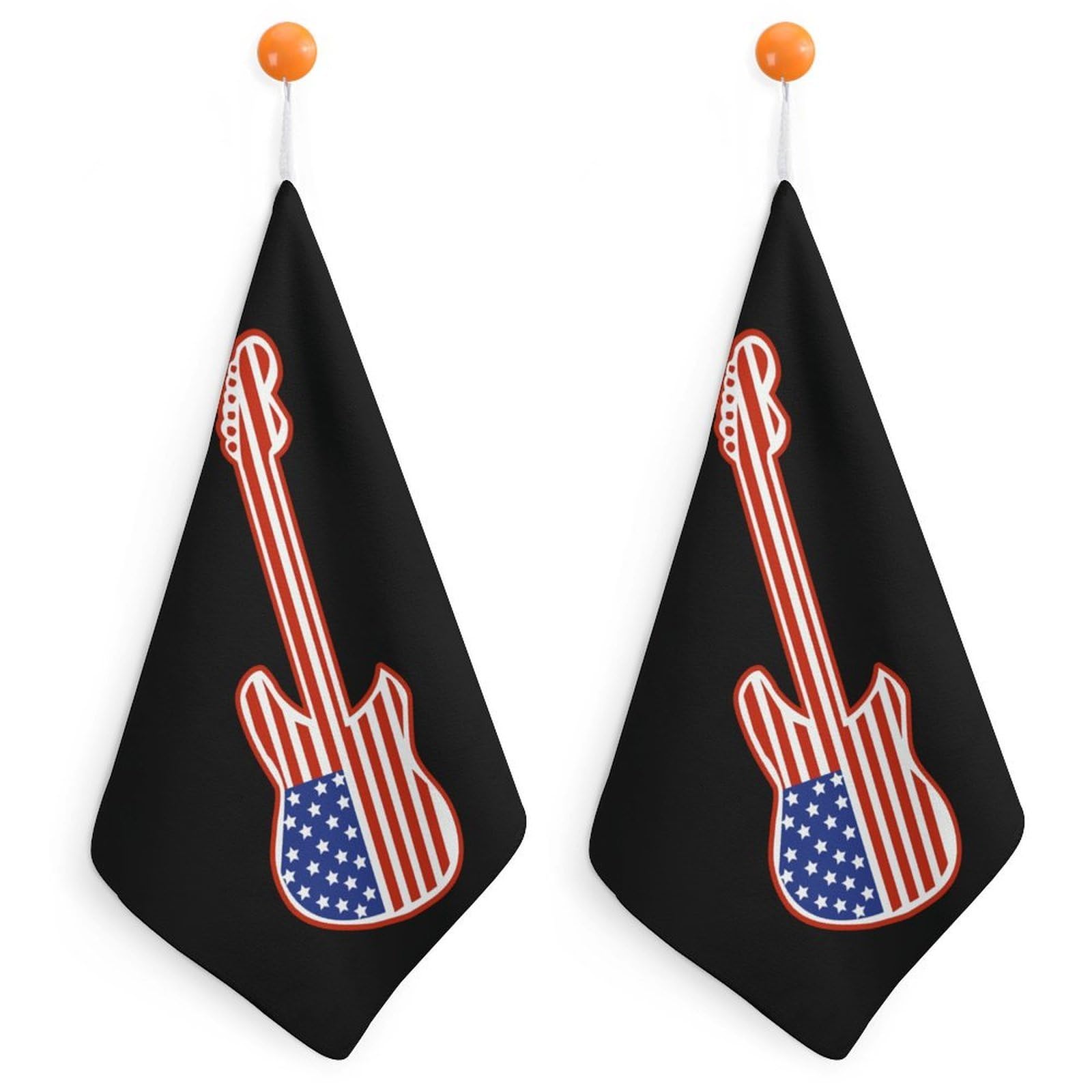 CGSBNGHA Americans-Rocks And Roll Guitars Hand Towel Hanging Face Towels Cleaning Cloths Handkerchief for Bathroom Kitchen